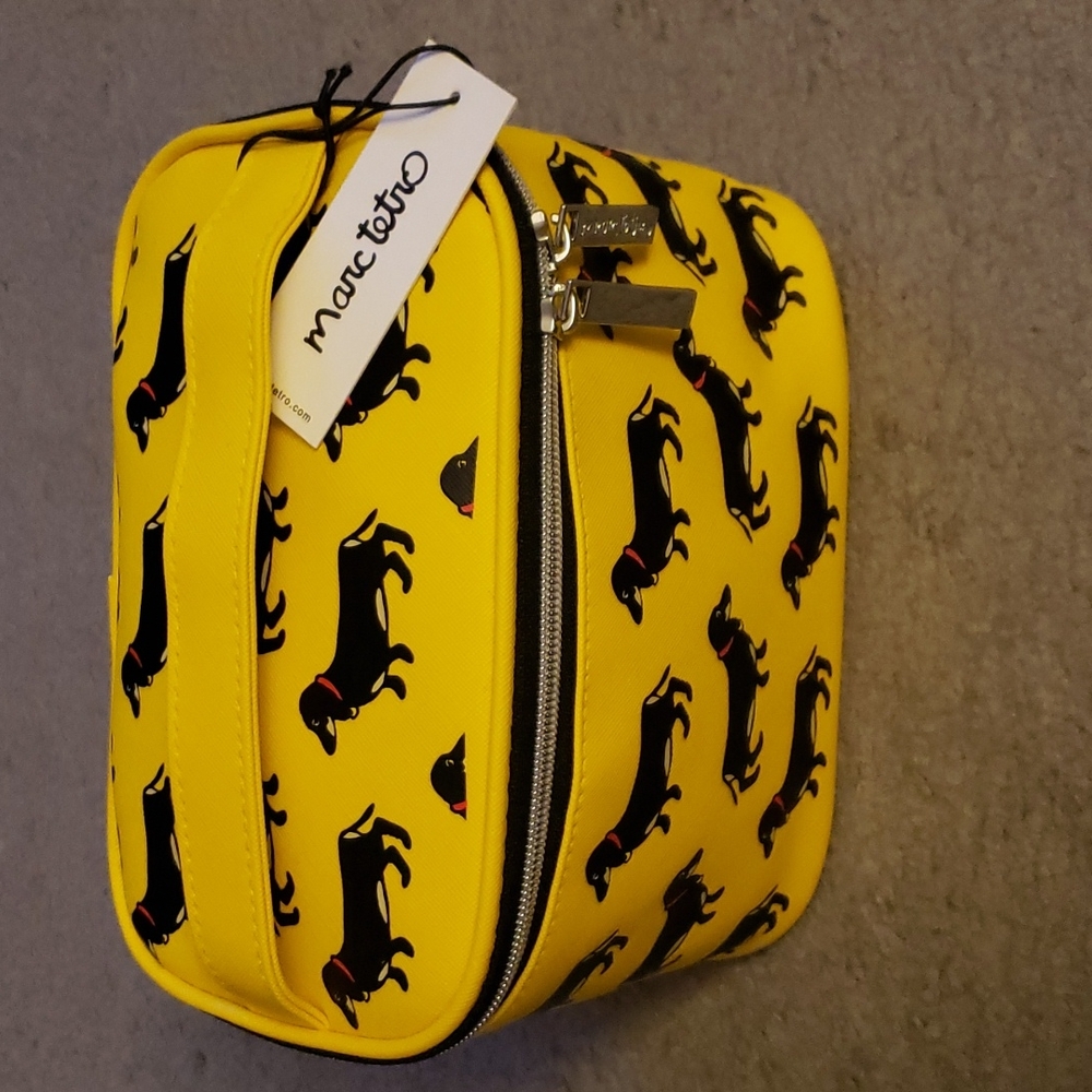 Marc Tetro Yellow Dachshund Travel Case Pouch Tote